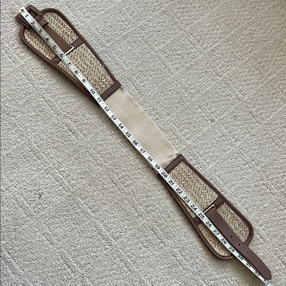 WHBM Brown Raffia Woven Belt with Leather Accents - Picture 7 of 8